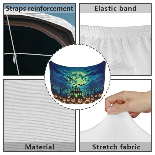 Image of Green Moon Castle Car Hood Cover Polyester Elastic Fabrics Can be Washed Suitable for Large SUV and Pickup Trucks