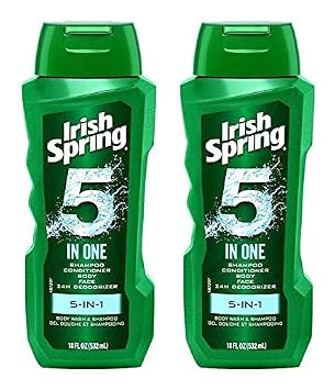 Irish-Spring 5-in-1 Shampoo, Conditioner, Body Wash, Face Wash and Deodorizer, 18 oz (Pack of 4)