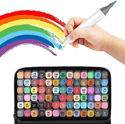 Youyijia 80 Colors Marker Pens Alcohol Markers Pens Oily Alcohol Twin Tips Graphic Art Markers Pen Fine Broad Gel Pens for Coloring Painting Manga Design(White)