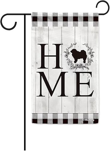 Miniatura 1 de MALIHONG Bandera de jardín para el hogar, silueta de perro, Chow Chow, búfalo, a cuadros, primavera y verano, para decoración del hogar, 12.5 x 18