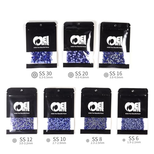 Image of Hotfix Rhinestones Bulk 300PCS SS30 (6.3-6.5mm), Royal Blue Glass Rhinestones for Clothes, Tumblers, Shoes DIY, Heat Transfer Flatback Gems for Crafts & Decoration
