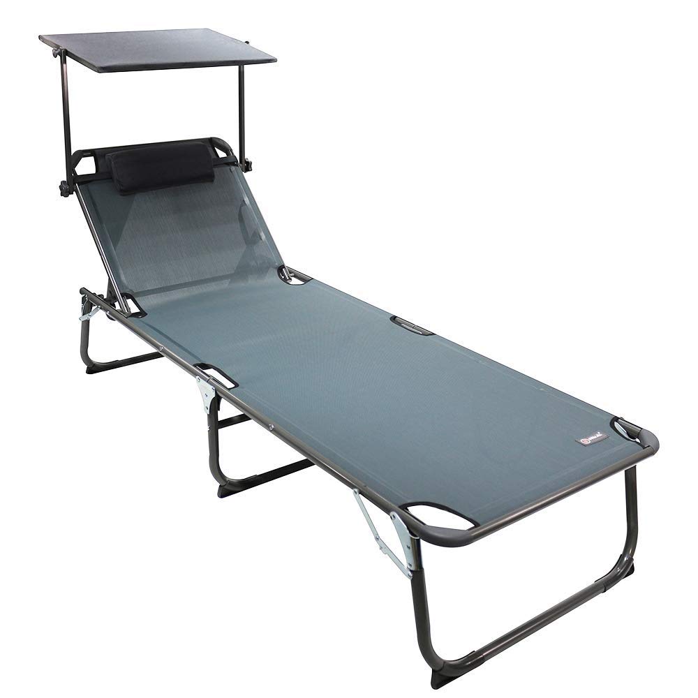 Homecall - Tumbona plegable XXL con parasol, Antracita