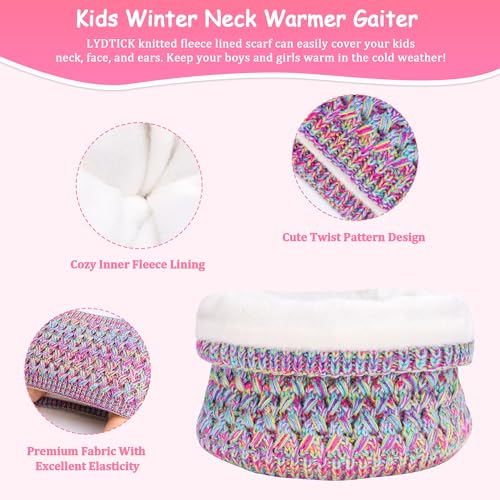 Kids Winter Hat Scarf Gloves Set, Toddler Beanie with Double Pom Pom Fleece Lined, Touch Screen Mitten for Girls Boys4