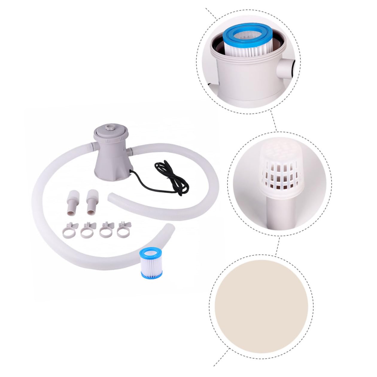 Bomba de Filtro de Piscina 1 Set Plástico para Limpieza