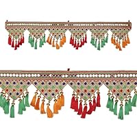 Decorative Toran Door Hanging Artificial Beads with Colourful Tassels Wall Hanging Main Entrance Home Temple Living Room Indian Traditional Festival New year Decorations (Size:-35\X6\)(Multicolour)