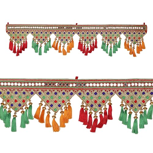 Decorative Toran Door Hanging Artificial Beads with Colourful Tassels Wall Hanging Main Entrance Home Temple Living Room Indian Traditional Festival New year Decorations (Size:-35\X6\)(Multicolour)
