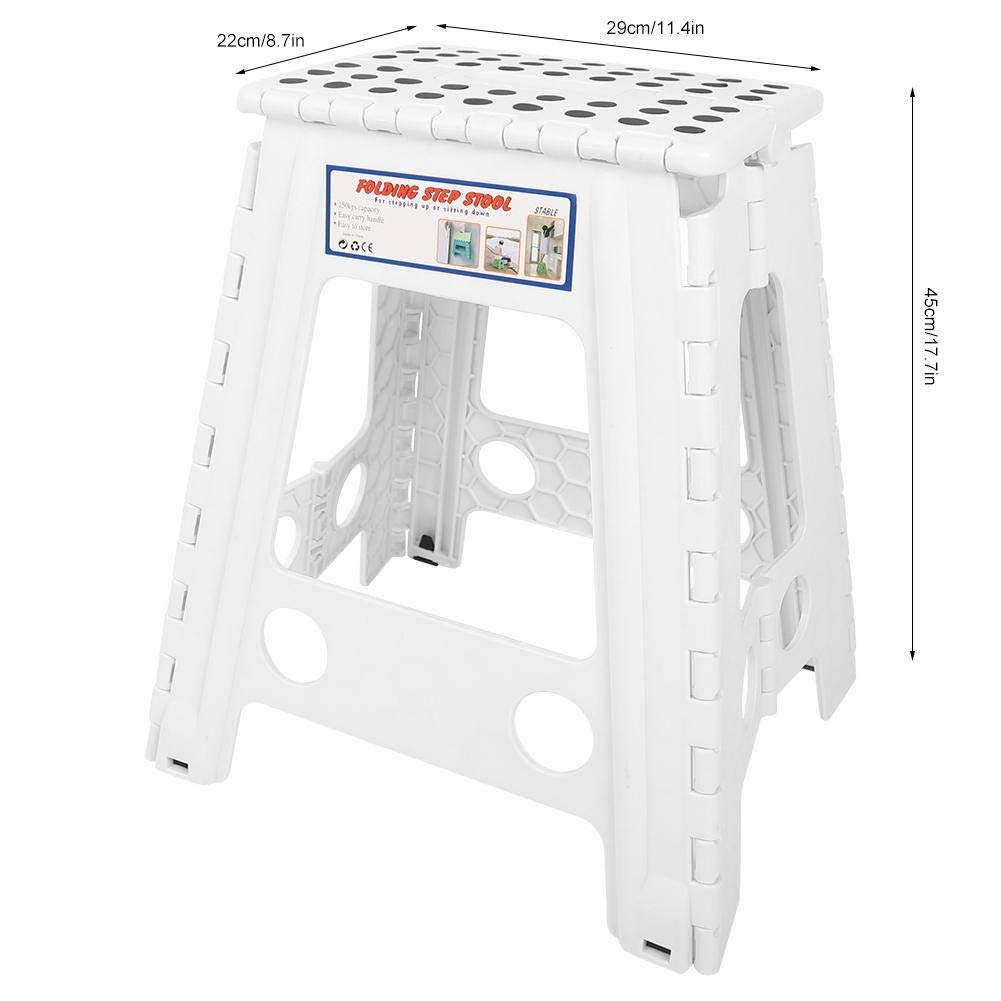 Ymiko Taburete de plástico Taburete de Paso Plegable portátil para Senderismo en Interiores Pesca(Blanco)