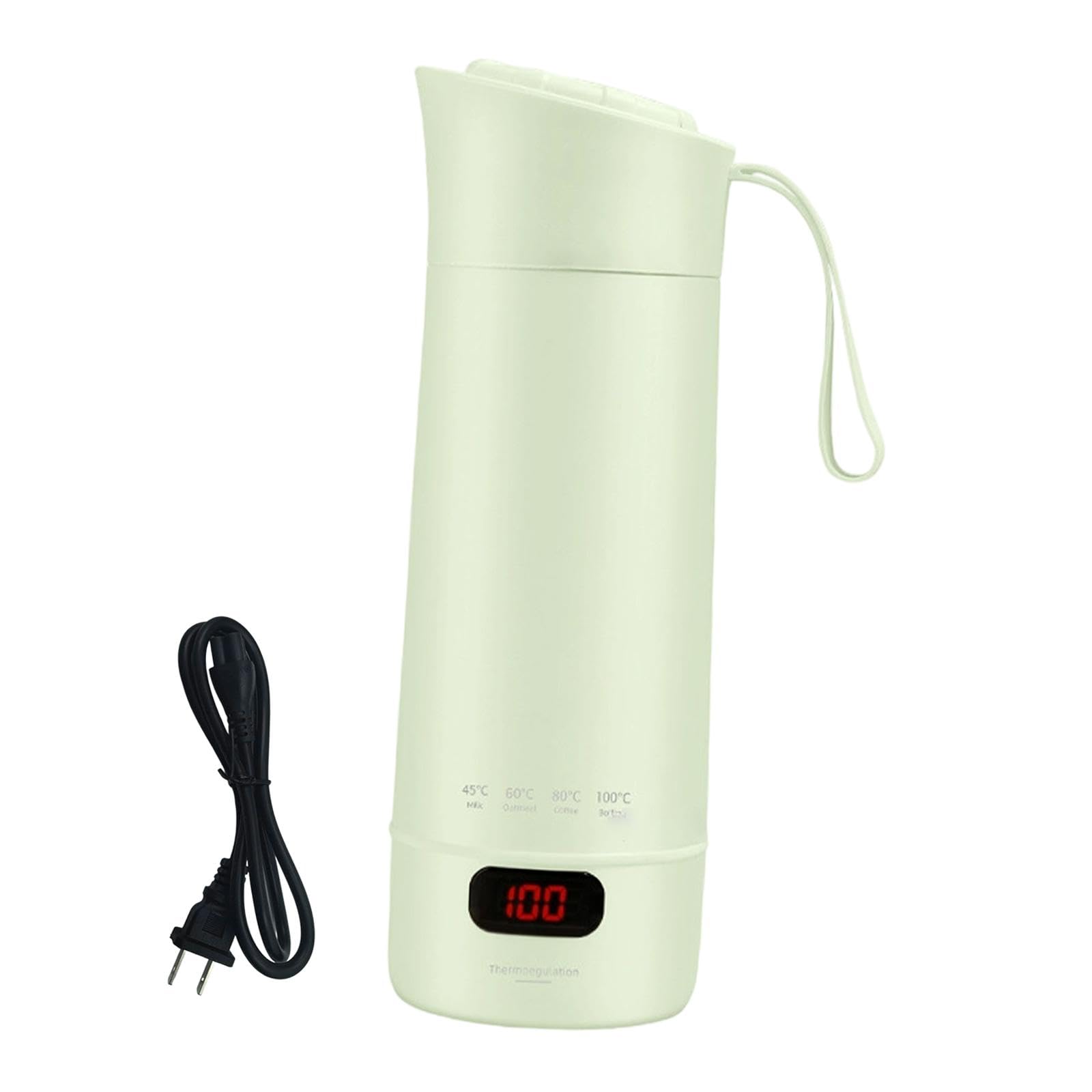 Travel Electric Kettle Digital Temperature Display Comp | Travel Electric Kettle Digital Temperature Display Compact Heated Mug Green Stainless Steel Silicone-image-20