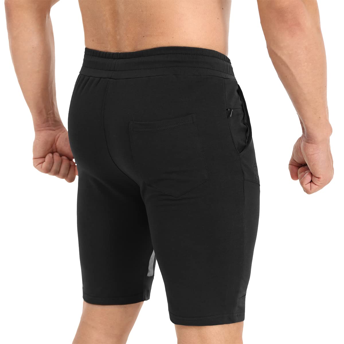 BROKIG Pantaloncini sportivi da uomo in cotone slim con tasche con zip