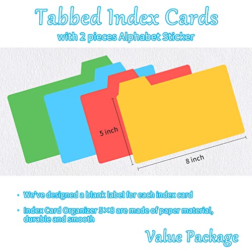 96 Pieces 5X8 Index Card Dividers With Tabs Index Cards Guides Index Card Dividers Index Card Organizer 5X8 Large Index Cards With Alphabet Sticker For Office Classroom Business #TOP1