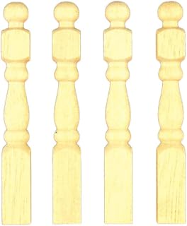 Dolls House Miniature Fixtures Fittings Set of 4 1:12 Natural Wood Newel Posts
