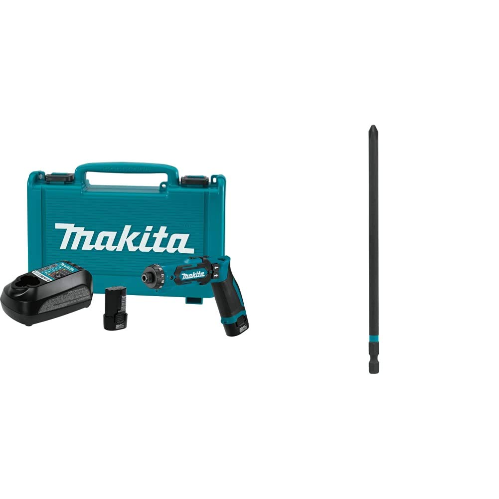 Makita DF012DSE 7.2V Lithium-Ion Cordless 1/4" Hex Driver-Drill Kit with Auto-Stop Clutch & A-96883