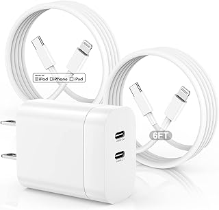 iPhone 14 13 12 Charger Fast Charging, [Apple MFi Certified] Dual Port USB C Charger for Apple, Type C Wall Charger Block & 6FT iPhone Lightning Cable for iPhone 14 Pro Max/13/12/11/X/XS/iPad, Airpods
