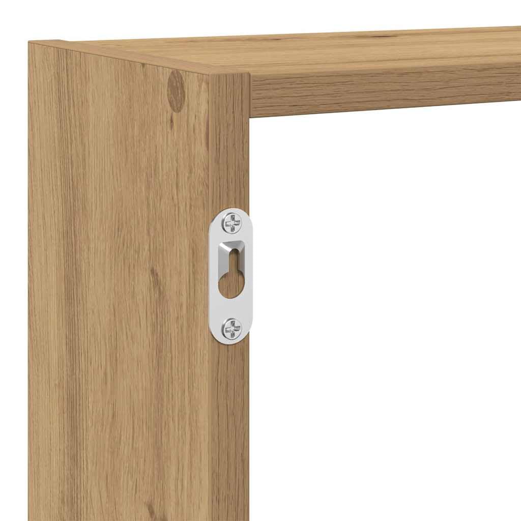 Regał w kształcie kostki, 7 półek, dąb Artisan, materiał drewnopochodny, regał ścienny, wiszący regał wiszący, regał na książki, regał ścienny