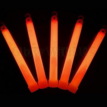 25 Pk 6 Orange Industrial Grade Bulk Glow Sticks