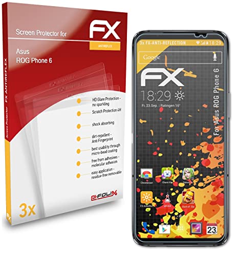 Atfolix Screen Protector Compatible With Asus Rog Phone 6 Screen Protection Film, Anti-Reflective And Shock-Absorbing Fx Protector Film (3X) #TOP2