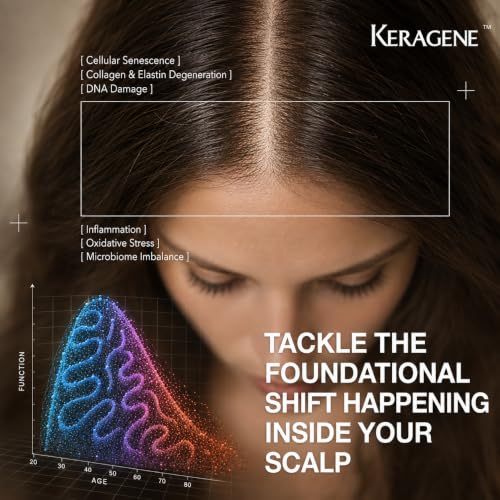 Image of Keragēne Advanced Hair Growth Serum for Men & Women with Exosomes, Copper Peptides, 3% Redensyl, 2% Procapil, 2% AnaGain | HFX30s Age-Smart Booster Formula, 30ml