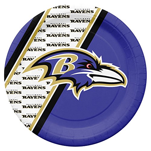 Duck House unisex NFL Baltimore Ravens Disposable Paper Plates, Pack of 20 White 20 Servings - Paper, 12 Pks/Display Box