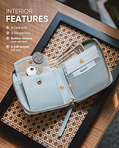 Women Leather Wallet RFID Blocking Bifold Slim Coin Purse Credit Card Holder with Zipper Pocket Case2