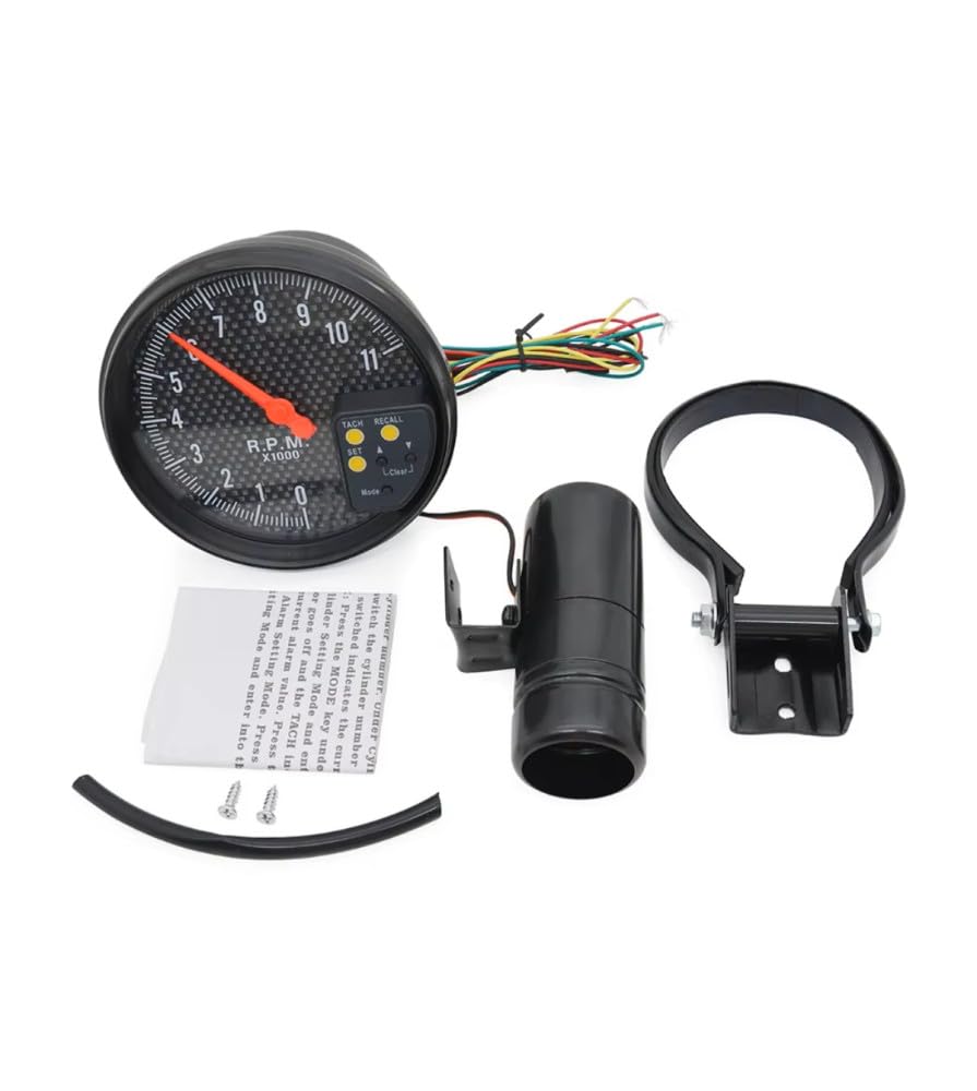 hotrodspirit - Gros Compte Tours 5" Carbone avec Shift Light 4 6 8 cyl Auto