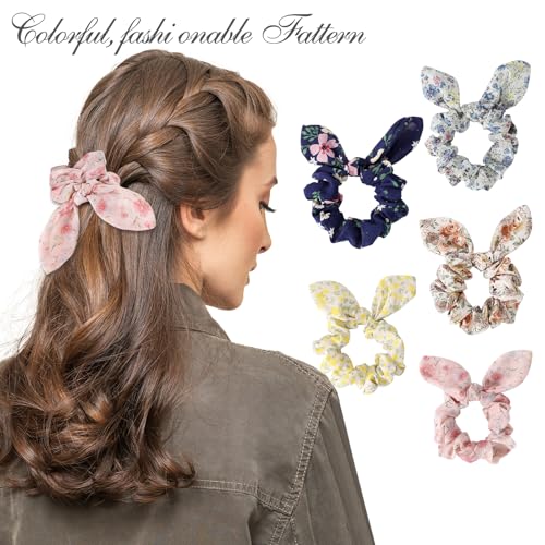 Golilyfine ASH0056 5Pcs Hair Scrunchies For Women,Bunny Ear Scrunchies Hair Ties,Cute Bow Scrunchies thumb #3
