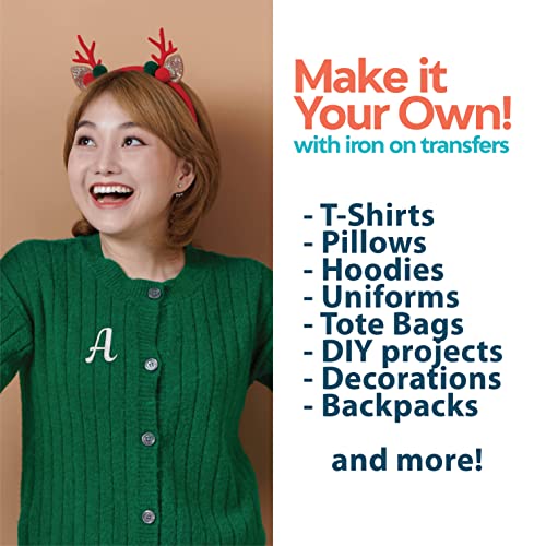 Iron On Felt Letters For Clothing (26 Pieces) Perfect Iron On Letters For Christmas Stockings, Cursive Iron Letters For Fabric, Iron On, Glue On, Or Sew On Letters, Includes All 26 Letters (White) #TOP6