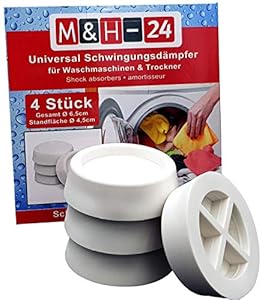 M&H-24 Trillingsdemper, trillingsdemper, voor wasmachines en drogers, universeel, anti-vibratie, compatibel met Bosch, Privileg, AEG, Siemens rubberen demperpads, wit