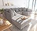 Produktbild DELIFE Couch Clovis modular - Ecksofa, Sofa, Wohnlandschaft & Modulsofa (Hellgrau, Sofa mit Hocker)