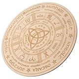 Angoily Holz altarbrett mit Flachem Sockel und Dekorativem Druck Spirituelles Zeremoniebrett aus Hochwertigem Holz Runde Holzdeko für Religiöse Rituale und Opfergaben Praktisches und