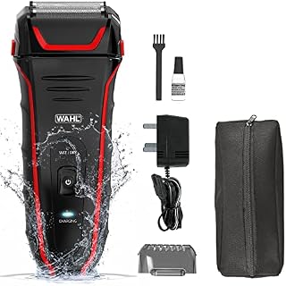 Wahl Clean and Close Plus, Mens Shaver, Electric Shavers for Men, Beard Shaving, Flex Foil, Precision Trimmer, Waterproof, Easy Clean, Rubber Grip, Black and Red