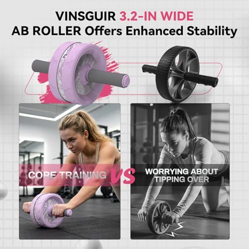 Image of VINSGUIR Ab Roller Wheel, Abs & Core Workout Equipment for Home Gym with Knee Pad Accessories, Abdominal Wheel for Full-body Strength Training