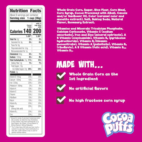 Image of Cocoa Puffs, Chocolatey Breakfast Cereal, Made with Whole Grain, 10.4 oz
