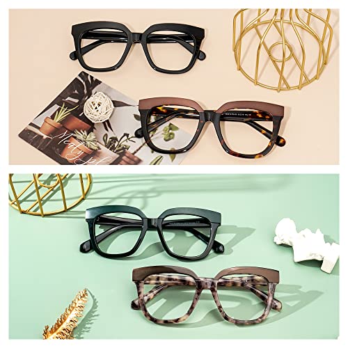 Image of Zeelool Oversize Square Blue Light Blocking Glasses for Women men Milledge ZWA814760-02 Tortoise
