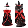 Halloween Cat Costume, Adjustable Vampire Cape Cloak with Bowler Hat Halloween Cat Cloth Decoration, Kitten Halloween Cosplay Costumes Accessory for Cats, Halloween Cat Clothes Dress up Your Cat