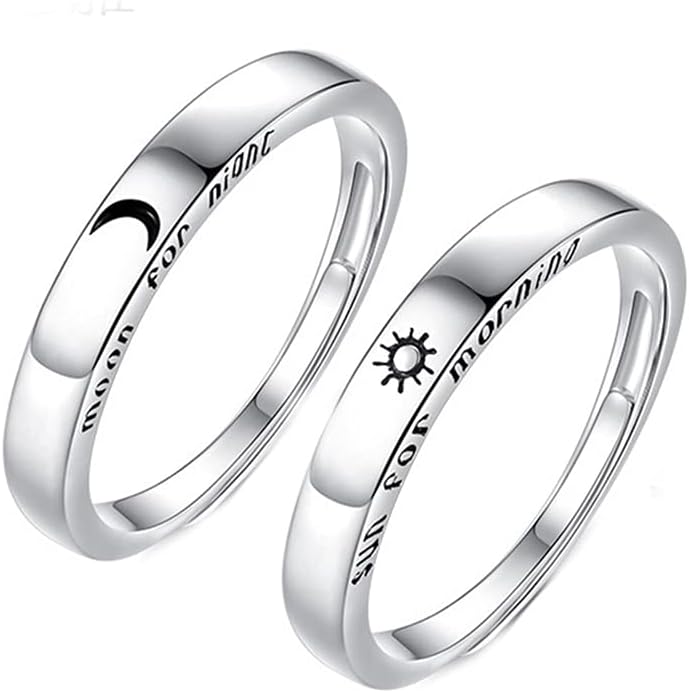 YangQianCouples Rings for Him and Her Set Silver Ring Set Matching Promise Rings for Women Men Birthday Christmas Valentines Day Gifts for Her Him