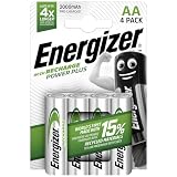 Energizer Rechargeable Battery AA, Recharge Power Plus, 4 Pack