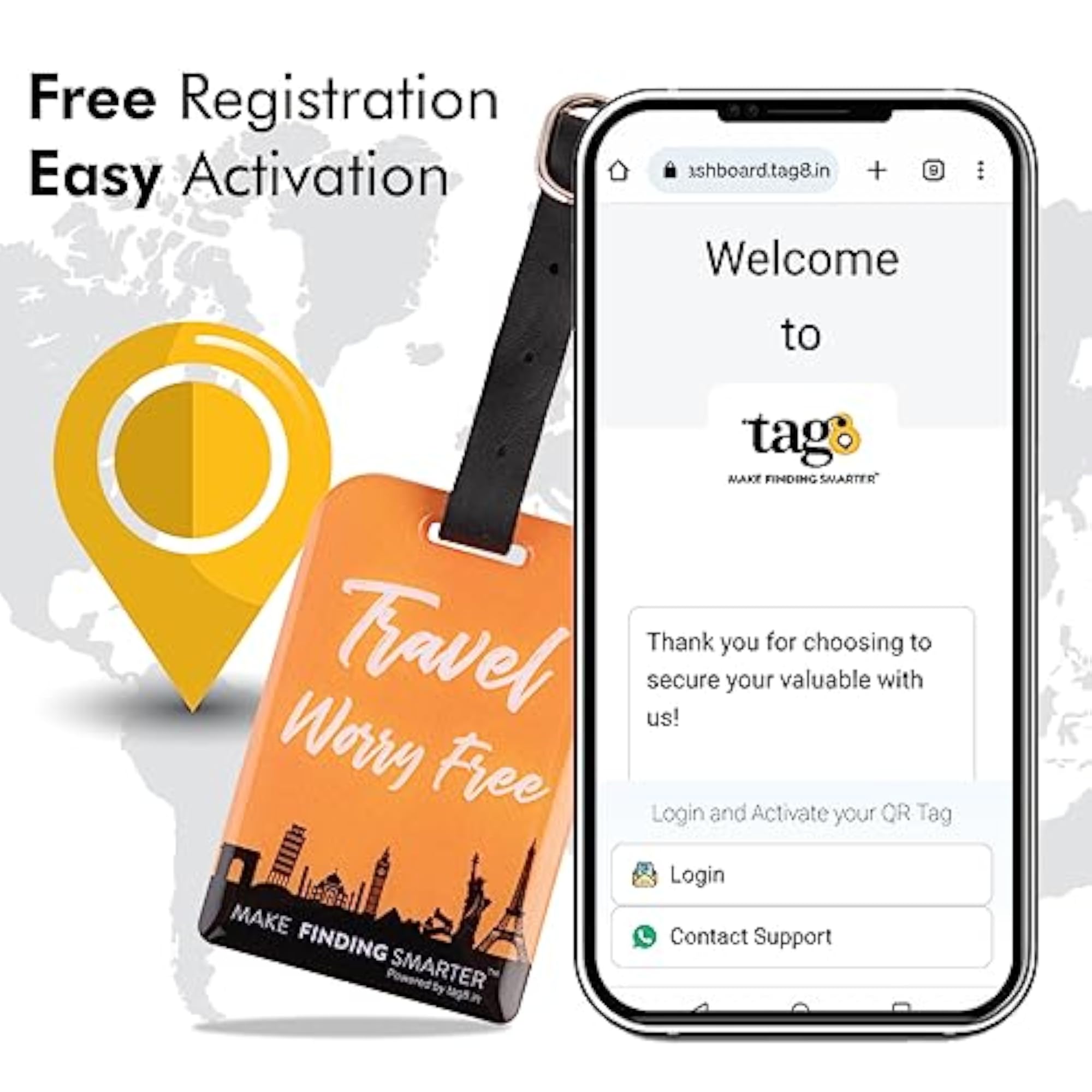Bag Security Luggage Tag with Airport Tracer Code, Pack of 2