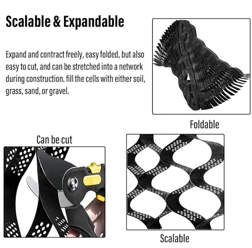 UGUGU Robustes Geogitter for Hänge – 5,1 cm hohes Einfahrtsstabilisierungsgitter for Kies, Erde, Steine und Gras(3x10ft/1x3m W x L)