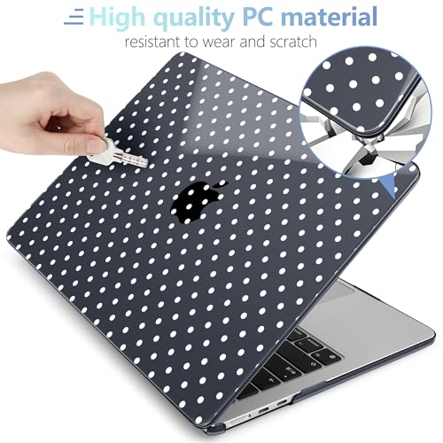 Image of MEEgoodo for M5 /M4 /M3 /M2 MacBook Air 15 inch Case 2026 2025 2024 2023, Case Fit Model (A3448 /A3241 /A3114 /A2941) for MacBook Air 15.3 inch, White Polka Dot