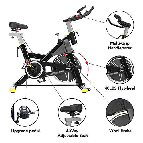 Image of Exercise Bikes Indoor Cycling Stationary Upright Bike Comfortable and Quiet Cardio Workout Machine LED Digital Display stepless Resistance for Home Gym