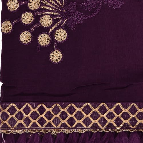 Image of YOUTHQUAKE Heavy Embroidered Work Chiffon Dupatta for Womens & Girls With Fancy Lace