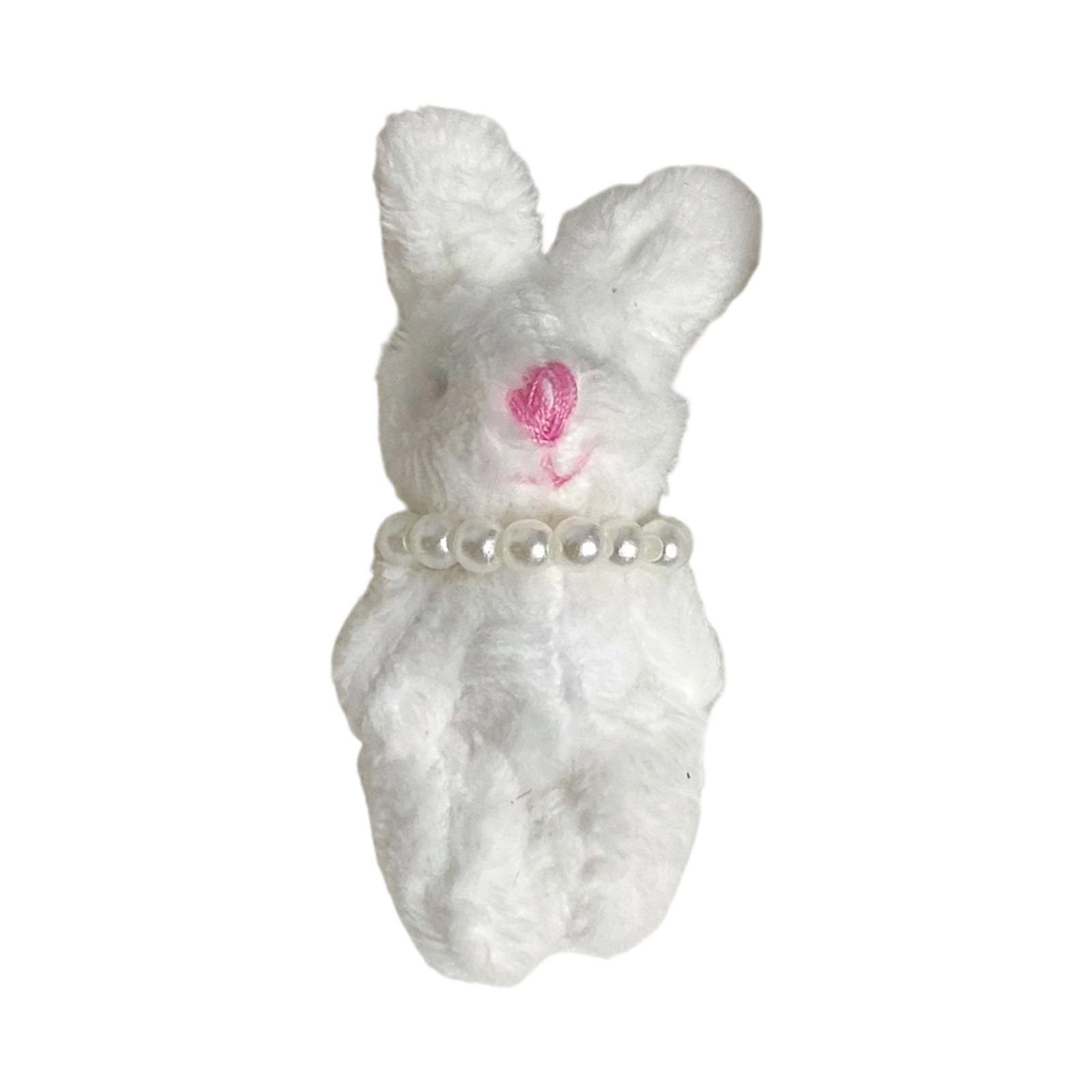 Practical Animal Toy Stuffed Plush Rabbits Bag Ornament Suitable for Valentines Christmas Tree Decoration Accessories Pearls Necklace Plush Rabbits Charm