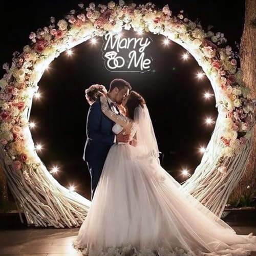 Image of Marry Me Neon Sign 15.8 in Warm White Marry Me Light up Letters Sign Hanging Proposal Wedding Party Wall Sign Decor for Engagement Proposal Wedding Ceremony Backdrop Wall Background Decor