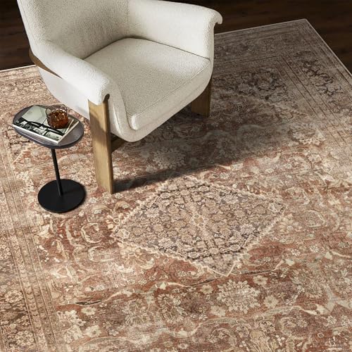 vivorug 8x10 Area Rugs for Living Room, Non-Slip Backing Washable Rug 8x10, Large Area Rug Soft Carpet for Bedroom Dining Room, Vintage, Easy Clean, Durable, Low Pile Rug Under Table, Earth Tone