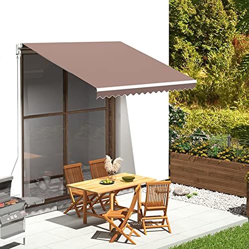 Toldo retráctil de repuesto para balcón, color marrón, 5 x 3,5 m, con brazo extensible, para muebles de patio, casa