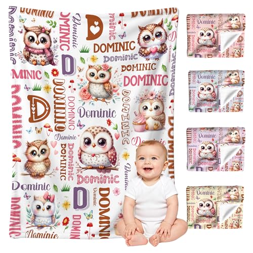 Image of Custom Owl Blanket for Boys Girls,Ultra Soft Personalized Gifts Baby Blanket,Customized Throw for Toddlers Newborn Stroller Crib,30 inchx40 inch