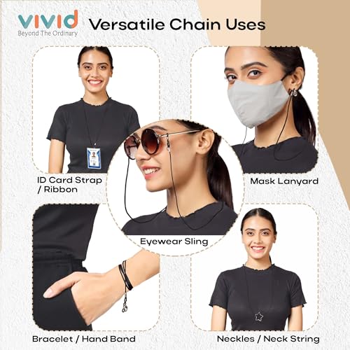 Image of VIVID vision Unisex Adult Eyeglass Holder Strap Cord | New Chain Adjust on Sunglasses | Anti-slip Retainer Lanyard String Eyewear Frame | Specs Mask Chains