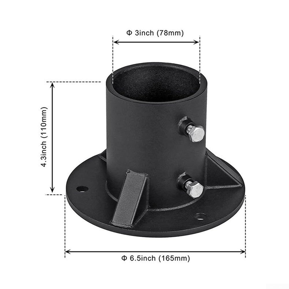 para soporte de Hormigón para Poste Cercado 65mm para robusto(C:78mm) | para acero , recubrimiento negro, para resistencia climática, para ideal exterior, durabilidad larga