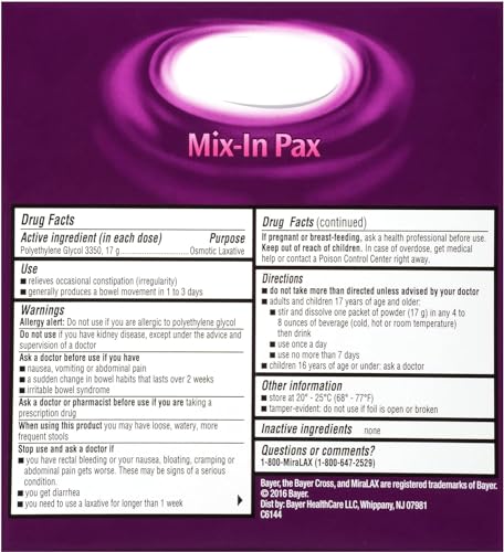 MiraLAX Mix-In Polyethylene Glycol 3350, 10 Singles Doses