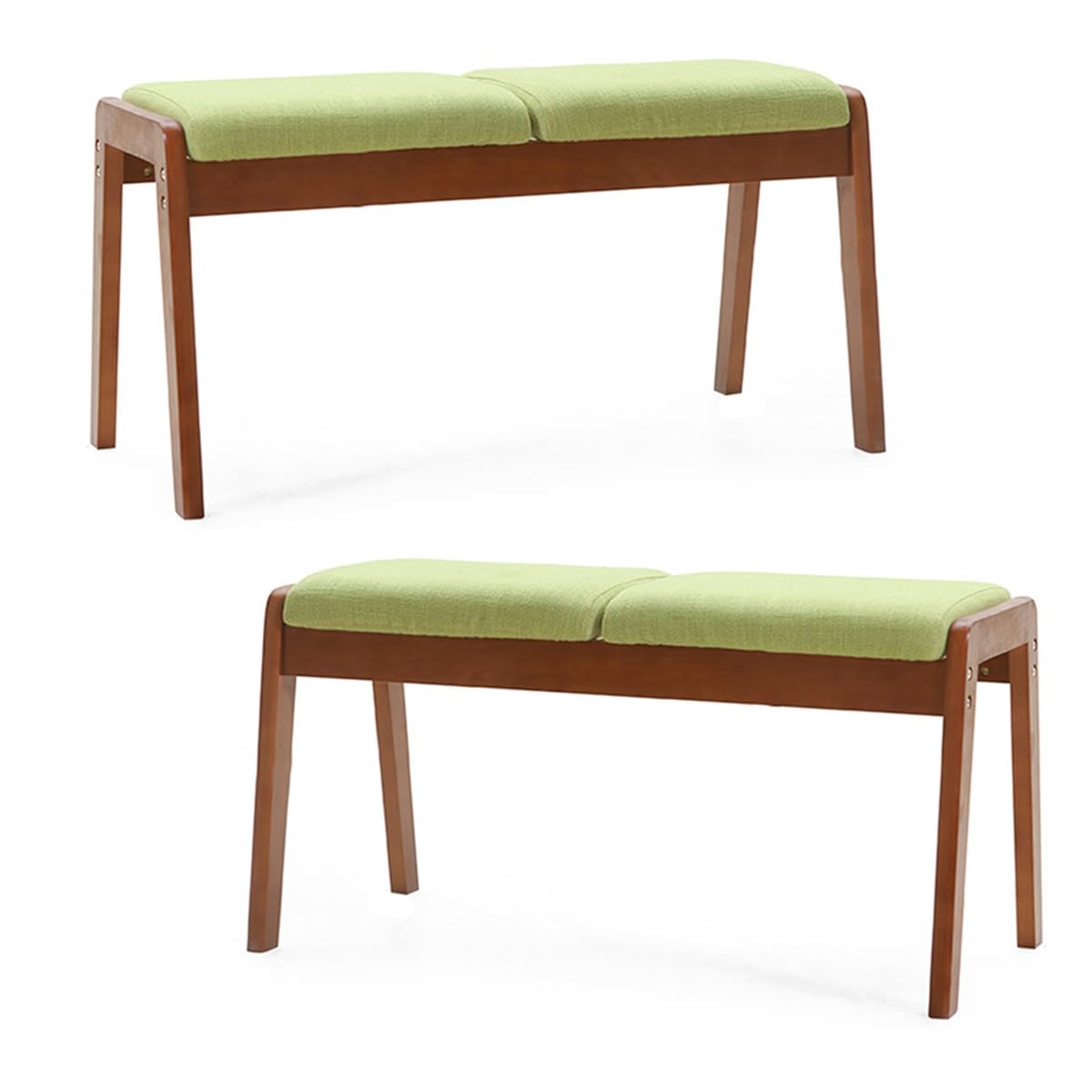 Bout de lit vert pour chambre, lot de 2 bancs de salle à manger confortables en lin